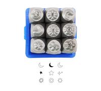 9 Pieces Metal Stamping Set Accessory for Jewelry Making and Customes Featuring Celestials Sun Star Designs Steel Designs Stamps