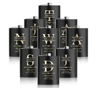 9 Pieces Personalised Hip Flasks for Groomsmen Gifts, 8oz Engraved Alcohol Flasks for Wedding, Customised Whisky Hip Flask for Bachelor Stag Party, Father of The Bride Gifts (Black)