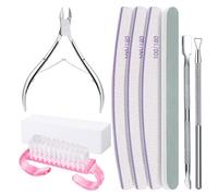 9 Pieces Practical Nails Files Buffer Block Cuticle Pusher Set Manicure And Pedicure Tools For Home Or Outdoor Travel