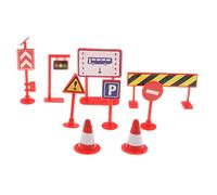 9 Pieces Roadblock Traffic Sign Playset Toy Road Traffic Knowledge Learning Red