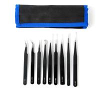 9 Pieces Stainless Steel Anti-Static Tweezers ESD Tweezers Electronics Repair for Craft Electronics Repair Set
