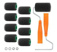9 Pieces Textured Paint Roller Set with 2 Pieces Frame 4 Inch Drywall Compound Foam Paint Roller for Painting Roll on Bed Liner Kit for Truck Coatings Create Texture Effects (4 Inch)