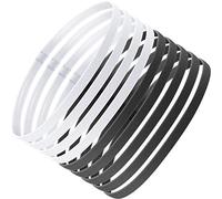 9 Pieces Thick Non-Slip Elastic Sport Headbands, Elastic Silicone Grip Exercise Hair and Sweatbands for Yoga(Black, White, Gray)