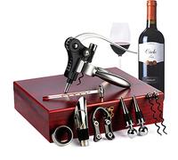 9-Pieces Wine Opener Set - Rabbit Corksrew Stainless Steel Wine Bottle Opener Kit, Includes Foil Cutter | Wine Decanter Pourer | Thermometer | Drip Ring Wine | Bottle Alloy Stopper with Nice Gift Box