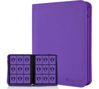 9 Pocket Card Binder,360 Pockets Trading Card Holder Book, Premium PU Cover Zip Folder Binder,Side Loading Carrying Case Binder Album for TCG,MTG,Sports Cards,Game Cards (Purple)