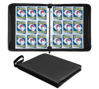 9 Pocket Card Binder, 50 Pages 900 Pockets Trading Cards Sleeves, PU Textured Cover Waterproof Folder, Portable Collection Pack with Zipper (Clear Page, 900 Pocket)