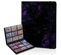9 Pocket Card Binder, Waterproof Trading Card Folders with Double Sided Pockets, 360 Card Collection Binder for Game Cards/Most Standard Size Cards/Sports Cards, Purple Galaxy