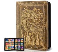 9 Pocket Card Folder for Lorcana,Pokmon,Dragon Shield,MTG,TCG,Sports Cards,Unique Embossed Dragon Design,360 Side Loading Pockets for Safe Storage(Bronze)