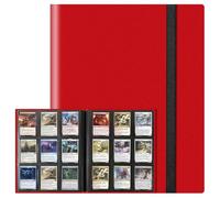 9-Pocket Trading Card Binder 360 Pockets Collectible Trading Card Album PU Leather Card Binder Card Folder with Elastic Strap for Collectible Basketball Sports Cards and Trading Card Games (Red)