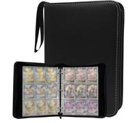 9 Pocket Trading Card Binder 900 Album Cards Holder, Zipper, Waterproof PU Leather Binder, Include 50 Removable Sleeves Cards Book for Boys Girls Collectors Gifts (Black-9 Pocket)