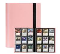 9-Pocket Trading Card Binder, Luoqun88 Pocket Trading Card Album, 360 Side-Loading Pockets, Durable PU Album for MTG, Pokemon, Yu-Gi-Oh, Football, and Sports Cards (Pink)