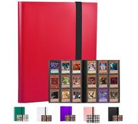9-Pocket Trading Card Binder, Multiple Pocket Trading Card Album With Straps, 360 Side-Loading Pockets, Durable PU Album for Sports Cards，MTG, Pokemon, Yu-Gi-Oh, Football (Red)