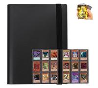 9-Pocket Trading Card Binder, Multiple Pocket Trading Card Album With Straps, 360 Side-Loading Pockets, Durable PU Album for Sports Cards,MTG, Pokemon, Yu-Gi-Oh, Football (Black)