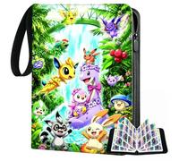 9 Pocket Trading Card Zip Binder, 900 Pockets, Cute Cartoon Character Design, Collection Storage Album (900 cards - color hand-painted style-2)