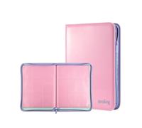 9-pocket trading cards scrapbook with zip - 360 compartments large A4 card holder, premium patent leather, acid-free and PVC-free side slot for Pokemon, MTG, Yu-Gi-Oh! - Sun yellow (pink, L)