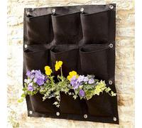Burwells 9 Pocket Vertical Wall Planter - Indoor Outdoor Durable Black Hanging Flower Herb Veg Holder for Walls & Fences - Home Office Garden Patio Decoration, Measures 70 x 70cm