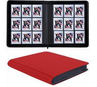 9 Pockets Card Binder for Semi Rigid Card Holders, Ringless Card Binder Album Holds 360Pcs Hard Sleeves, Semi Card Holder Binder with Sleeves for PSA, BGS & Grading, CSG, Clear TCG Protector (Red)