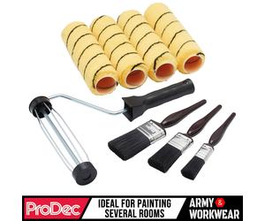 9" Prodec 8 pc Medium Pile Tiger Roller, Frame & Brush Set Emulsions Paint