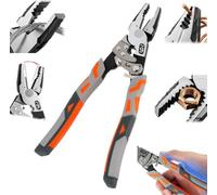 9" Ratchet Self-Locking Wire Cutter, Heavy-Duty Ratchet Lineman's Pliers | Multifunctional Electrician Tool with Non-Slip Handle, Cuts Steel Bars/Cables≤8mm, Ratchet Wire Plier for Cables Wires & Ties