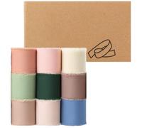 9-Roll Chiffon Ribbon, 3.8cm*1.5in Mixed 9 Colours, Set Silk Like Wrapping Ribbon for Gift Wrapping Bridal Bouquet and Wedding Invitation Crafts, Christmas Decoration, Gift Wrapping, Bow Making