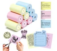 9 Rolls Colorful Thermal Paper for Mini Sticker Receipt Printer - Portable Bluetooth Pocket Printer Paper - 3 Color Non-Sticker for Most Thermal Printers