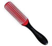 9-Row Curly Hair Brush, Detangling Curl Defining Styling Brush for Everyone | Nine rows of flexible bristles help detangle, shape and define curly hair; the black and red brush supports everyday styling