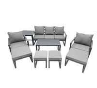9 Seat Aluminium 3 Seat Sofa Coffee Table Sets with 4 Stool Side Table Fimous Dark Grey One Size