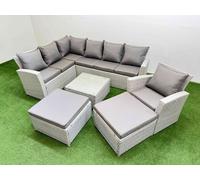 9 Seater Corner Sofa Sets with Coffee Table Chair 2 Big Stools Light Grey Fimous Light Grey One Size