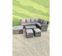 9 Seater High Back Rattan Set Corner Sofa With Oblong Coffee Table And 3 Footstool Fimous Dark Grey One Size