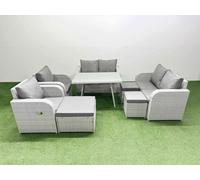 9 Seater Rattan Garden Furniture Set Outdoor Love Sofa Set Fimous Light Grey One Size
