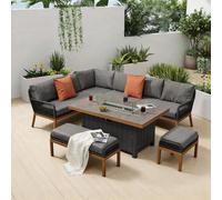 9 Seaters Aluminium Outdoor Corner Sofa Set With Firepit Table