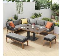 9 Seaters Aluminium Outdoor Corner Sofa Set With Lifting Table
