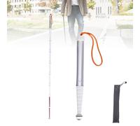 9-Section Titanium Alloy Folding Cane - Reflective Red/White Blind Walking Stick with Storage Bag, Anti-Slip & Shockproof for Visually Impaired,128CM