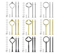 9 Set Cake Stand Fittings Kits, MSDADA Tiered Tray Hardware Mold Crown 3 Tier Cake Stand Holder Hardware for Wedding Party Making Resin Cupcake Dessert Platter Serving Stand(Gold&Silver&Black)