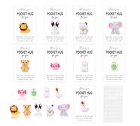 9 Sets Pocket Hug Bulk Little Resin Animal Emotional Support Gifts with Card Back to School for Students Coworker Staff Employee Appreciation Cat Dolphin Elephant Dog Axolotl Turtle Rabbit Bear Lion