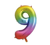 9-Shaped Rainbow Foil Balloon (86cm) - Perfect for Celebrations, Party Decor, Birthday, & More - 1 Pc