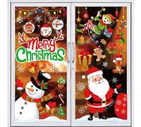 9 Sheet Christmas Window Clings Cute Santa Snowman Reindeer Window Decals Double-Sided Merry Christmas Window Decor for Xmas Home School Office Decoration Party Supplies