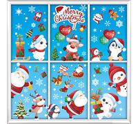 (9 Sheet) Tomario 168 Large Christmas Window Clings Stickers, 2024 Reusable Christmas Decal Double-Side with Snow Flakes Pattern for Xmas Decoration Home Bathroom Office
