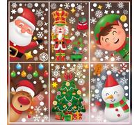 9 Sheets 200+Pcs Christmas Window Stickers Xmas Decals for Glass Snowflake Santa Claus Reindeer Christm Tree Window Cling Sticker for Decorations