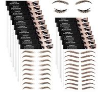 9 Sheets 4D Hair-Like Authentic Eyebrows Waterproof Eyebrow Tattoo Stickers Eyebrow Transfers Stickers Eyebrow Grooming Shaping Sticker for Women Girls Makeup Supplies, 9 Styles 87 Pairs (Light Brown)