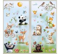 9 Sheets Animal Window Stickers Double Sided Window Clings Forest Animal Window Decals Deer Mole Fox Panda Rabbit for Glass Window Doors Spring Easter Decor