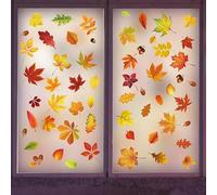 9 Sheets Autumn Maple Leaf Window Static Stickers, Thanksgiving Windbw Cling, Autumn Home Decor Reusable Autumn Leaves Clings for Thanksgiving Day Halloween Harvest Home Party Decoration