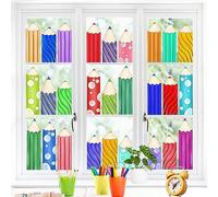9 Sheets Back to School Window Clings Pencil Double-Sided Window Stickers Colorful Pencils Window Decals for First Day of School Classroom Wall Glass Blackboard Decorations