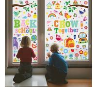 9 Sheets Back to School Window Clings with 139 Pieces for School Bus, Butterfly, and Book Themed Decoration on Windows and Walls