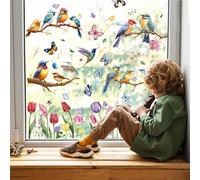 9 Sheets Bird Window Stickers Window Stickers Decorative Glass Flowers Butterflies Stickers Spring Windows Easter Decorations for Window Showcase Mirror DIY (D)
