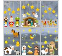 9 Sheets Christmas Nativity Scene Window Stickers Christmas Window Clings Stained Glass Clings Christmas Window Decorations Xmas Decorations
