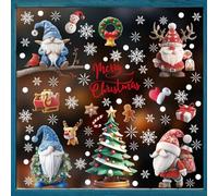 9 Sheets Christmas Static Window Stickers, 95 Pieces Christmas Window Cling Santa Claus Snowman Elk and Snow Flakes Window Clings Christmas Window Decal for Christmas Window Decoration