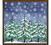 9 Sheets Christmas Window Clings Large Xmas Tree Snowflake Window Decals Snowy Watercolor Pine Tree Windows Sticker Double-Sided Winter Forest Windows Decoration for Christmas Holiday Home Glass Decor