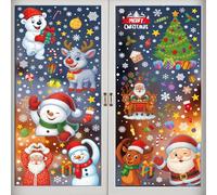 9 Sheets Christmas Window Stickers Christmas Window clings Stickers Snowflake Removable Christmas Xmas Window Decals Blue Static Stickers for Christmas DIY Window Decorations