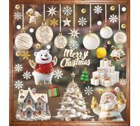 9 Sheets Christmas Window Stickers Reusable Christmas Snowflake Stickers - PVC Material, Winter/Christmas Pattern, Removable Static Clings Snowflakes Window Clings for Xmas, Indoor Use, Window Decal